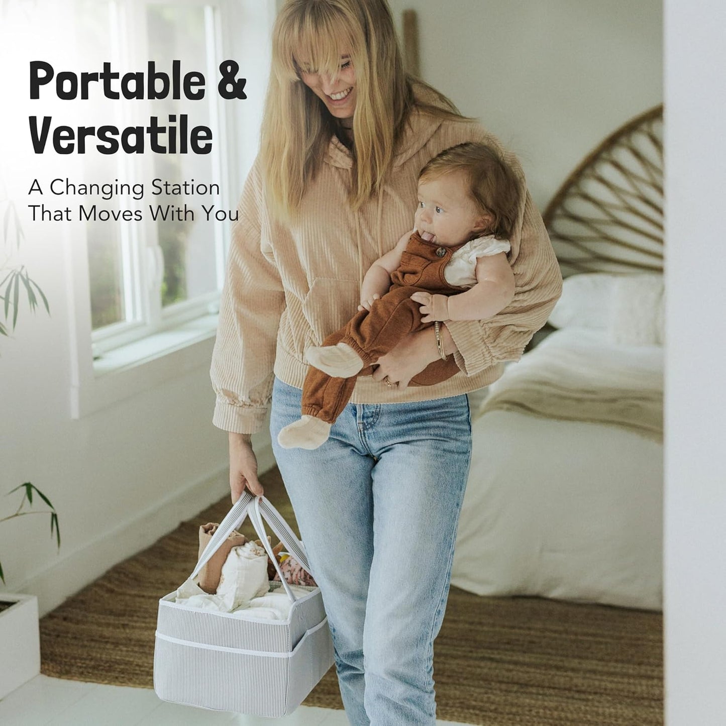 Lily Miles Baby Diaper Caddy Organizer - Large Tote Bag for Newborn essentials Boy or Girl - Baby Shower Basket - Nursery Must Haves - Registry Favorites - Newborn Caddie Car Organizer