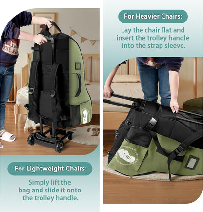 Rolling Car Seat Travel Bag with Wheels – Car Seat Backpack Transport Case for Airplane Travel, Fits Convertible & Booster Seats, Protective Storage Cover, Black