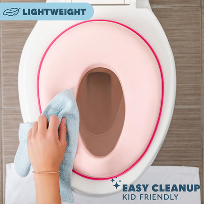 Todays Kids Toddler Potty Training Seat - Toddler Toilet Seat Attachment for Boys & Girls w/Splash Guard, Non-Slip Grip for Secure Fit, Fits Standard Round & Oval Toilets, Storage Hook Included, Pink
