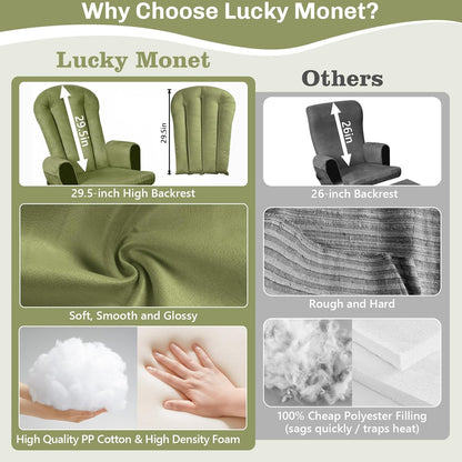 5PCS Suede Glider Rocker Replacement Cushions with 29.5" High Backrest & Side Pockets, Thickened Soft Glider Rocking Chair Cushions with Ottoman Cushion for Indoor Nursery Rocking Chair, Green