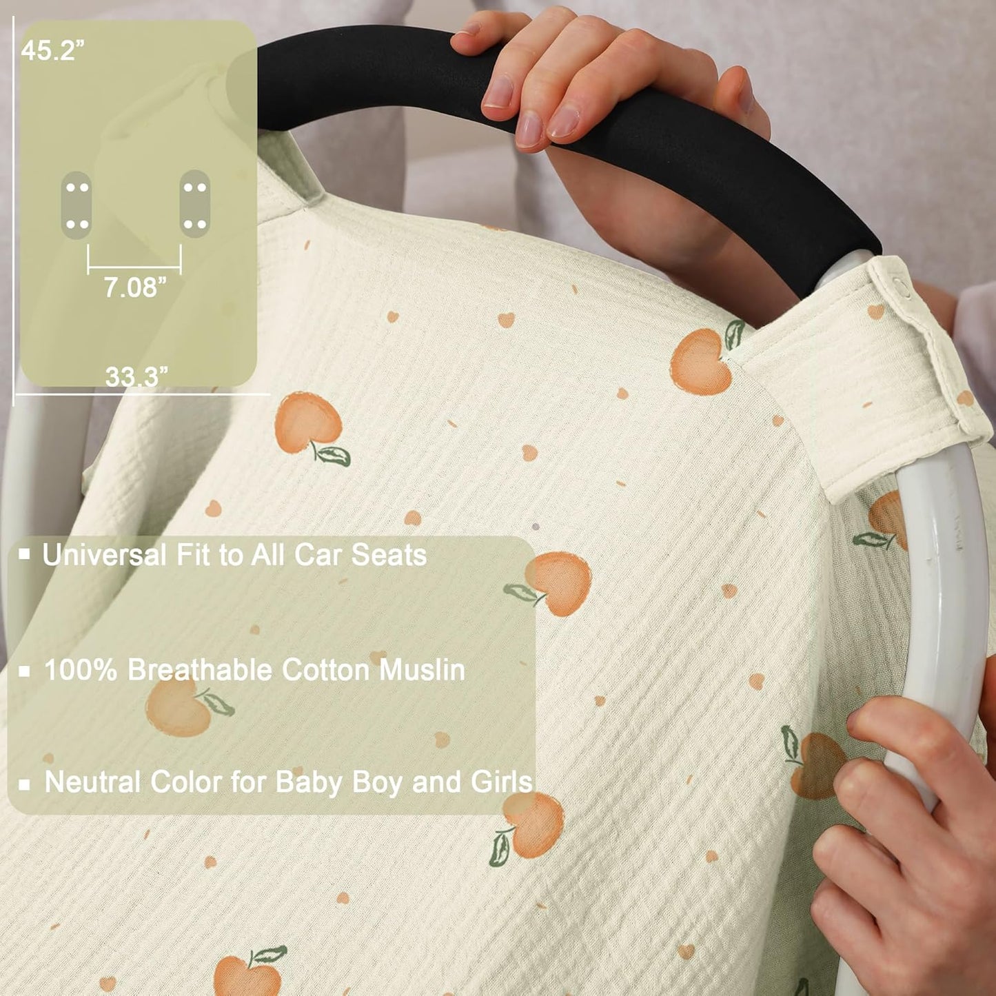 100% Muslin Cotton Car Seat Cover Baby, Carseat Canopy Cover, Universal Fit Stroller Covers for Boys and Girls (Blue)