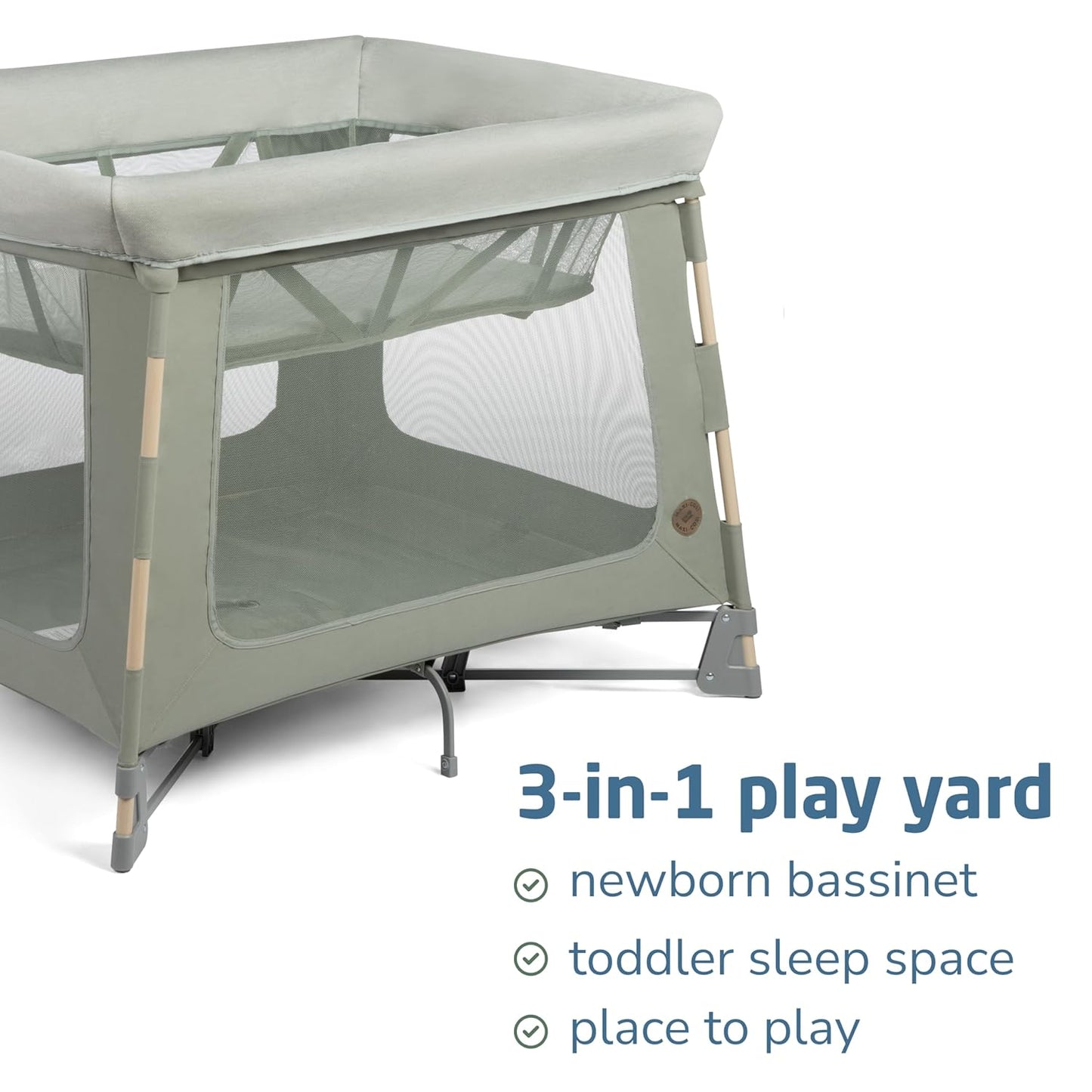 Maxi-Cosi Swift Baby Playard with Mat, Baby Playpen, Play Yard with Bassinet, Portable Playpen for Babies and Toddlers, Classic Oat