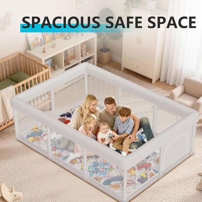 Hiaksedt Baby Playpen 50x50 Inch, Play Pens for Babies and Toddlers Baby Fence Play Yards for Indoor & Outdoor with Breathable Mesh Anti-Fall Playpen