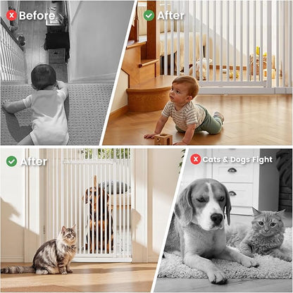 Gardner Pet 51"-87" Extra Tall Cat Gate for Doorway, Wide Adjustable 27.56"-37" Baby Gate Included 4 Extension Kits, Pressure Mounted Safety Full Door Gate for Stairs, Studio, Kitchen (Black)