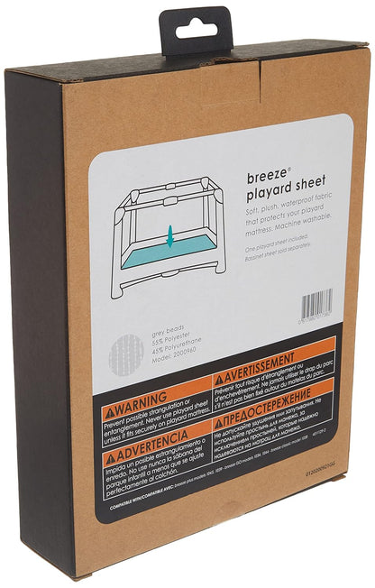 4moms Breeze Playard Sheets, Machine Washable, Soft, Plush, Waterproof Fabric, Grey Beads