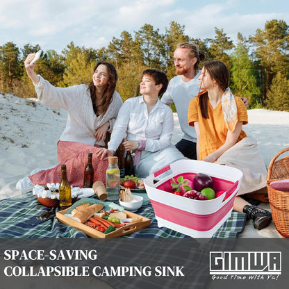 GIMWA 2.6 Gal(10L) Collapsible Wash Basin for Baby Bottles, Gray Space-Saving Collapsible Dish Basin with Drain Plug for bottle washing, Collapsible Bucket for RV Kitchen Essentials