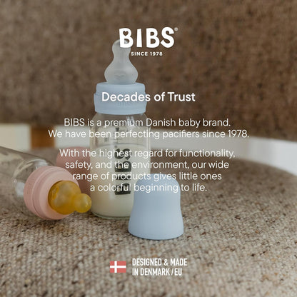 BIBS Baby Bottle 5 oz / 150 ml Silicone Nipple 2 Pack - Anti-Colic, BPA-Free, Round Nipple, Slow Flow, Lightweight & Easy to Clean, Suitable for Newborns 0+ Years - Ivory