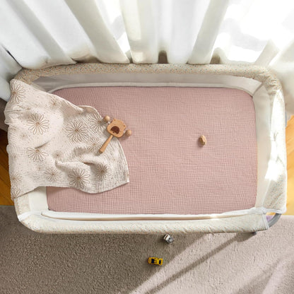 lulumoon Baby Bassinet Sheets Muslin: Cotton Bedside Bassinet Sheets Leaf for Boys - Fitted for Bedside Sleeper Mattress