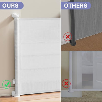 Retractable Baby Gates Extra Wide, PRObebi Retractable Dog Gate for the House Extends to 72" Wide 34" Tall, Gates for Baby Indoor, Stair Gate for Outdoor, Staris, Hallways, Doorways, Deck, Porch
