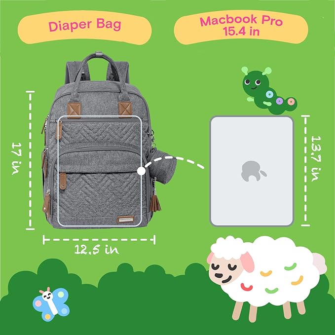 iniuniu Diaper Bag Backpack, 4 in 1 kit Large Unisex Baby Bags for Boys Girls, Waterproof Travel Back Pack with Pouch