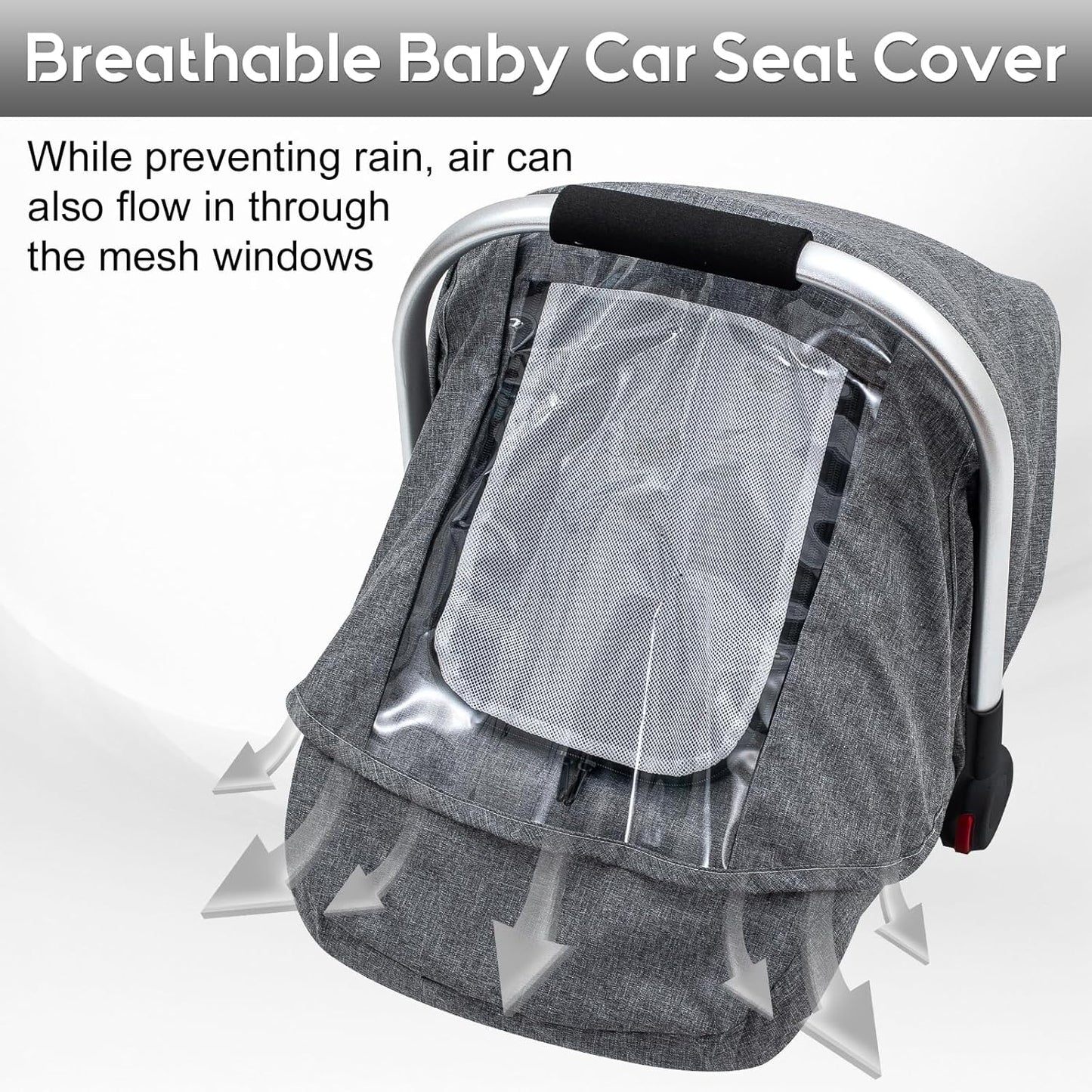 Baby Car Seat Cover, Waterproof Carseat Cover with EVA Transparent Window, Universal Car Seat Rain Cover with Storage Bag, Breathable Baby Carrier Cover for Cold Weather