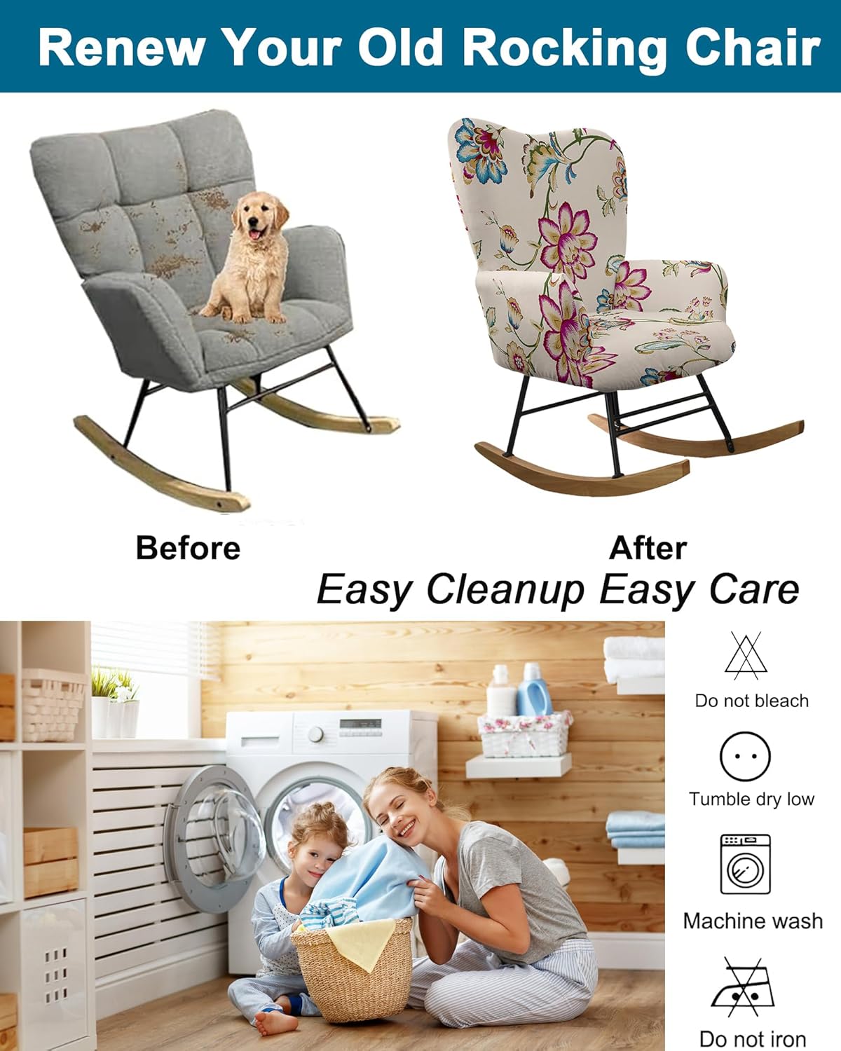 CRFATOP Jacquard 1 PC Nursery Rocking Chair Recliner Covers Upholstered Glider Rocker Banquet Armchair Slipcover Stretch Accent Chairs Furniture Protector for Living Room Bedroom Offices,Green