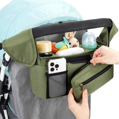 Accmor Universal Stroller Organizer with Insulated Cup Holder Detachable Phone Bag and Shoulder Strap,Stroller Bag Caddy Organizer Fits for Uppababy, Baby Jogger, Britax Strollers