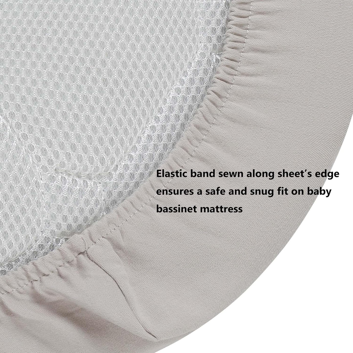 Onacosht 100% Organic Cotton Bassinet Sheets Compatiable with ANGELBLISS Baby Bassinet Bedside Sleeper, 2 Pack Jersey Knit Fitted Sheet for Baby Boy and Girl, Navy and Fog Grey