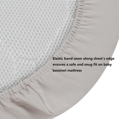 Onacosht 100% Organic Cotton Bassinet Sheets Compatiable with ANGELBLISS Baby Bassinet Bedside Sleeper, 2 Pack Jersey Knit Fitted Sheet for Baby Boy and Girl, Navy and Fog Grey