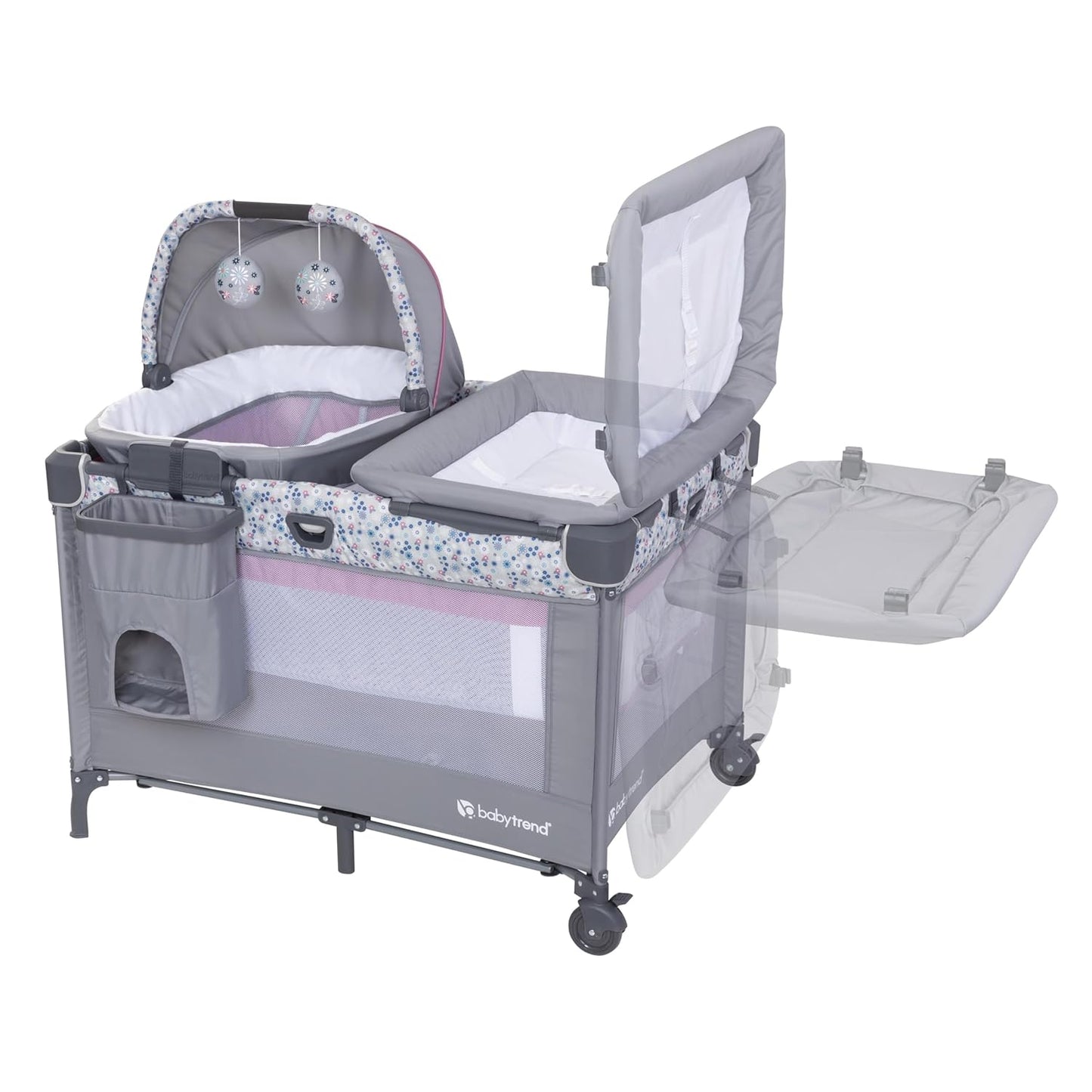 Baby Trend Nursery Den Playard with Snooze Pod and Flip Over Changer, Diamond Sage