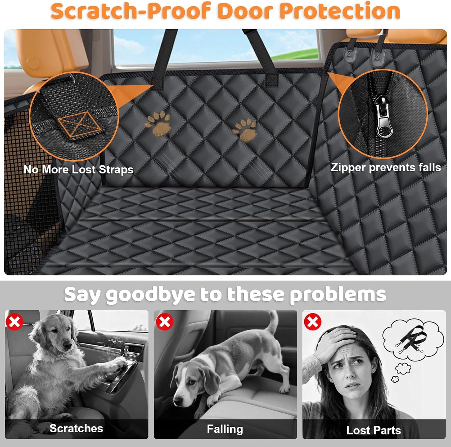 URPOWER Dog Car Seat Cover for Pets 100% Waterproof Seat Cover Hammock 600D Heavy Duty Scratch Proof Nonslip Durable Soft Back Seat Covers for Cars and SUVs