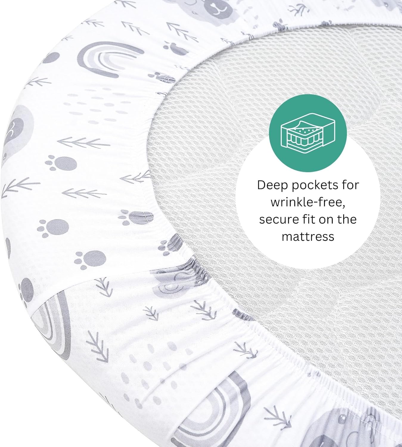 Bassinet Sheets for Papablic, CoZee, Cowiewie, Ezebaby, Nawahev Baby Bassinet Bedside Sleeper by TansyPanda, 3PC, 33x20, Ultra Soft, Breathable Snug Fit, Unisex Boys Girls, Gray White (Space Rockets)