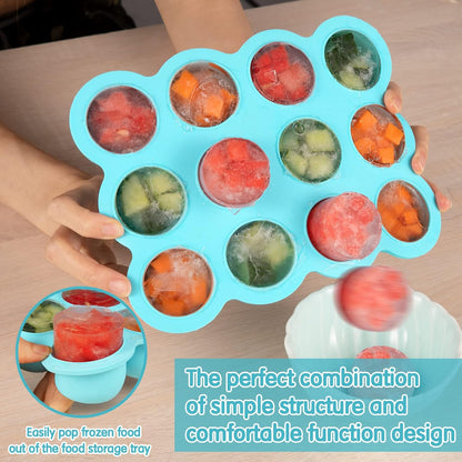 12x1.5oz Baby Food Storage Containers, Baby Food Freezer Tray with Clip Lid Gossamer Pink, Food Grade Silicone Freezer Trays for Purees & Vegetables