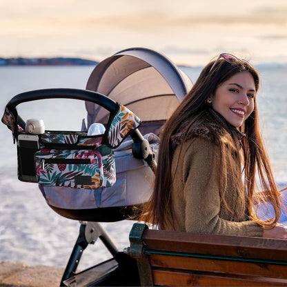 Momcozy Universal Stroller Organizer with Insulated Cup Holder Detachable Phone Bag & Shoulder Strap, Fits for Stroller like Uppababy, Baby Jogger, Britax, BOB, Umbrella and Pet Stroller