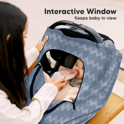 KeaBabies Winter Car Seat Cover Baby, Newborn - Universal Fit Infant Carseat Covers Baby Girl, Boy, Breathable, Lightweight Blanket, Easy to Use Stroller Canopy, Rain, Wind, Sun Shade (Laurel)