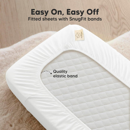 2-Pack Organic Bassinet Sheets for Girls, Boys - 100% Cotton Bassinet Mattress Sheets Compatible with Halo Bassinest Swivel Sleeper, Graco, Baby Delight, Chicco, Unisex Fitted Bassinet Sheets (Elly)
