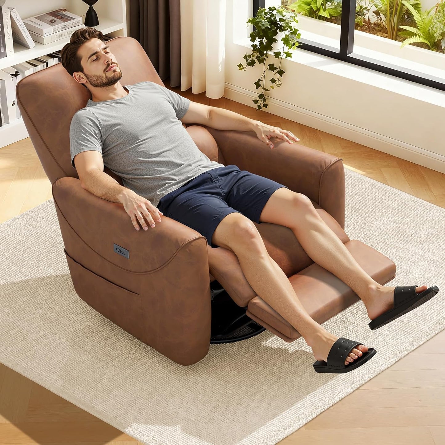 KINGYES Power Recliner Chair, 270° Swivel Glider, Living Room Recliner with USB-C Port, Nursery Rocking Chair, Gray