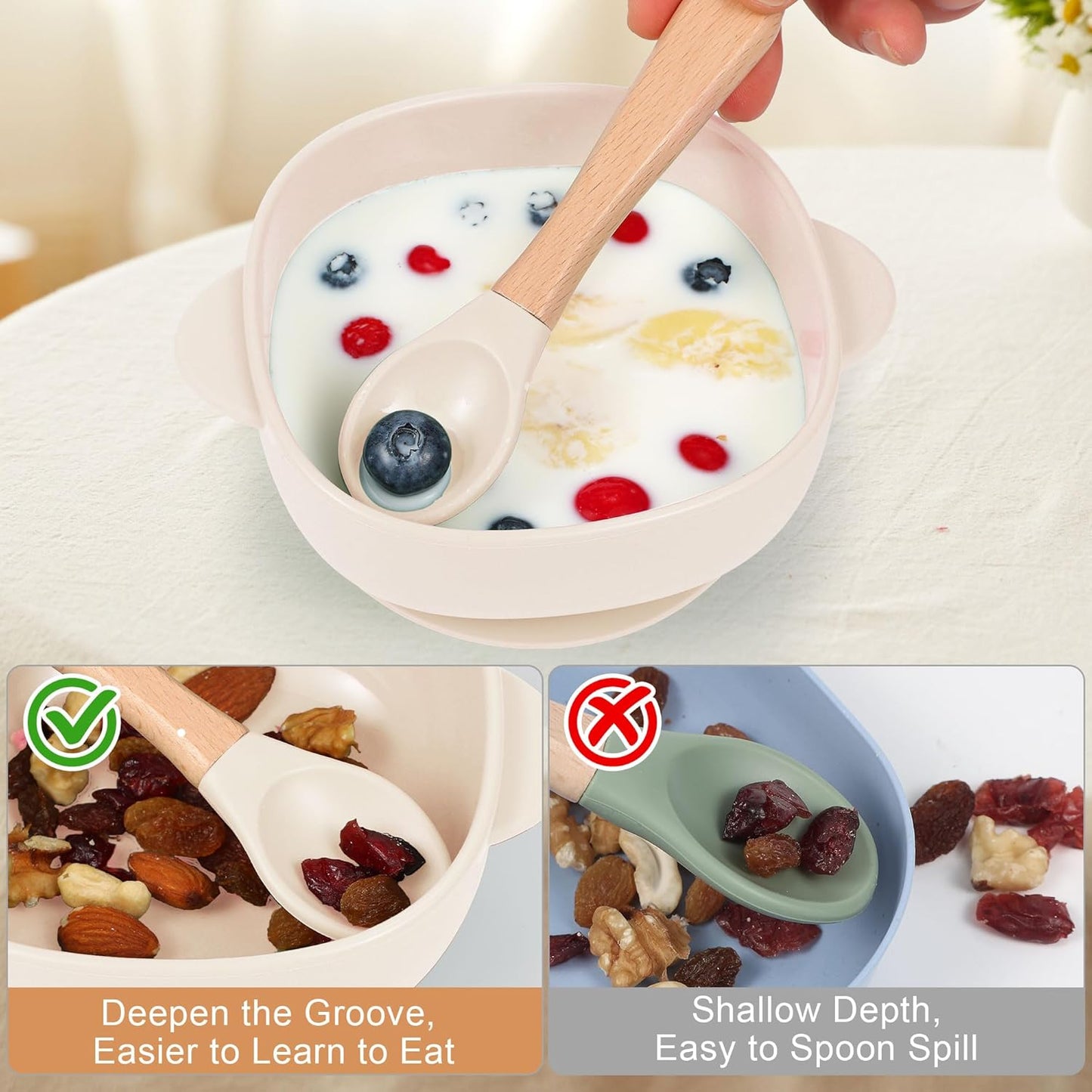 Silicone Baby Feeding Set, Baby Led Weaning Supplies, Baby Food Tableware Silicone Suction Plate, Bowl, Spoons, Fork, Waterproof Bib, Cup & Complementary Food Cake Mold, Baby Eating Utensils