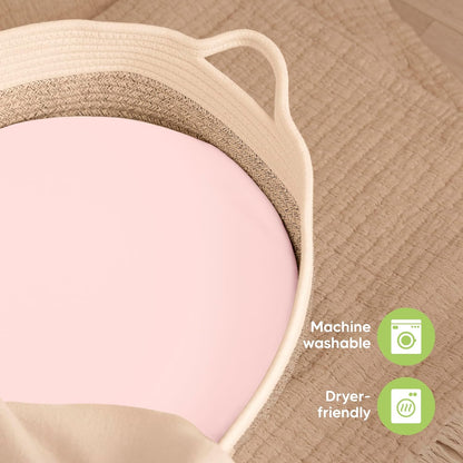 2-Pack Baby Bassinet Sheets Girl, Boy - 33x17 Viscose Derived from Bamboo Bedside Mattress Fitted Bassinet Sheets, Compatible with Halo Bassinest Swivel Sleeper, Baby Delight, Graco (Pecan)