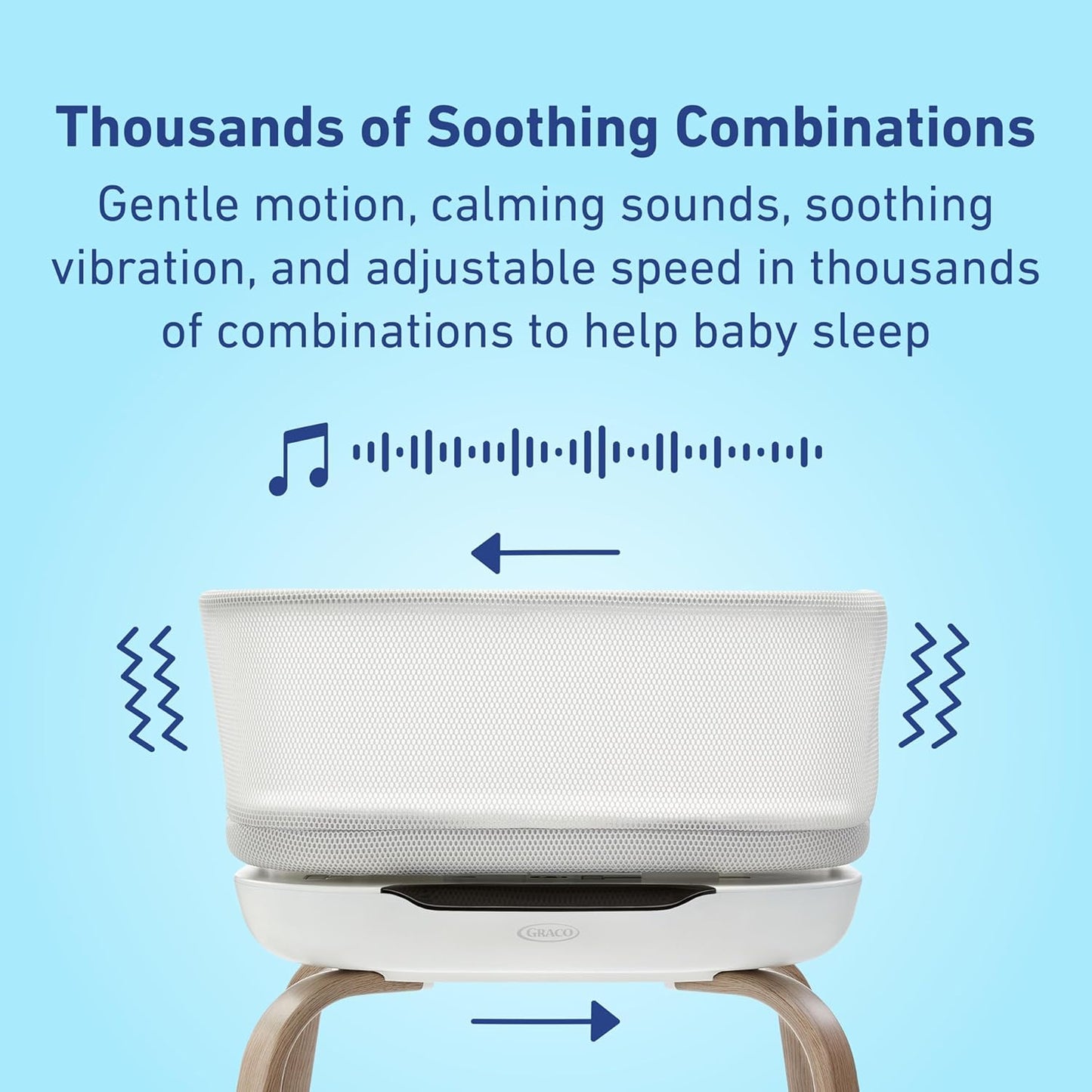 Graco® SmartSense Soothing Baby Bassinet – Smart Newborn Bassinet Detects and Automatically Responds to Baby's Cries – for Newborn Babies to 6 Months