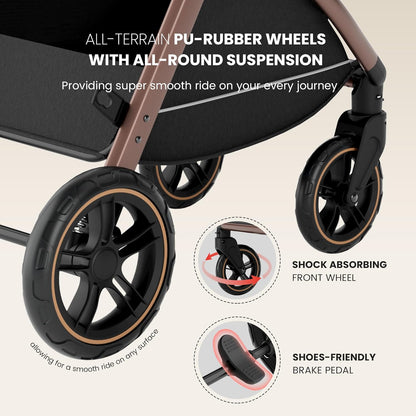 Accombe 2 in 1 Baby Stroller, Convertible Bassinet Pushchair for Infants and Newborns 0-36 Months