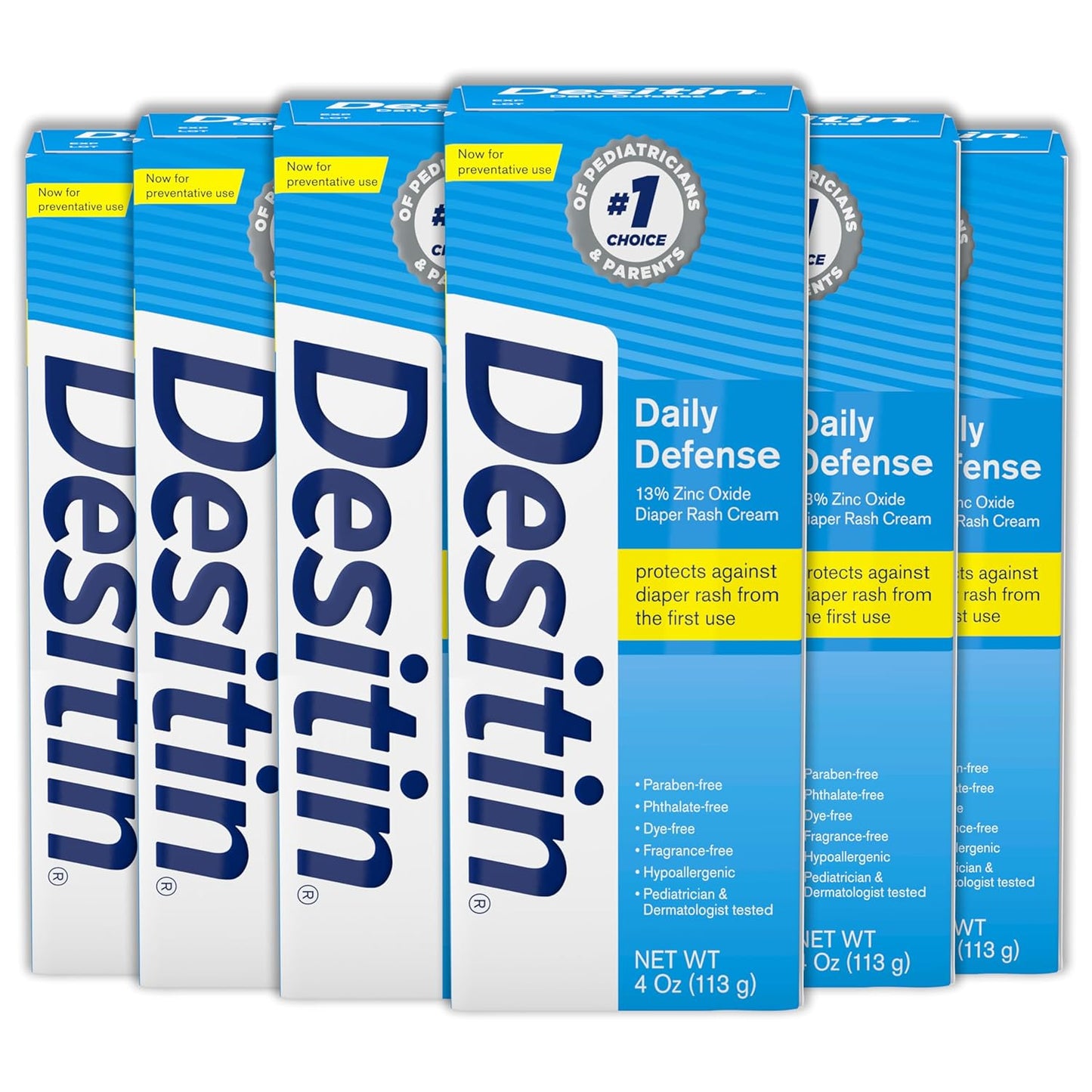 Desitin Daily Defense Baby Diaper Rash Cream with Zinc Oxide to Treat, Relieve & Prevent diaper rash, Hypoallergenic, Dye-, Phthalate- & Paraben-Free, 4 oz