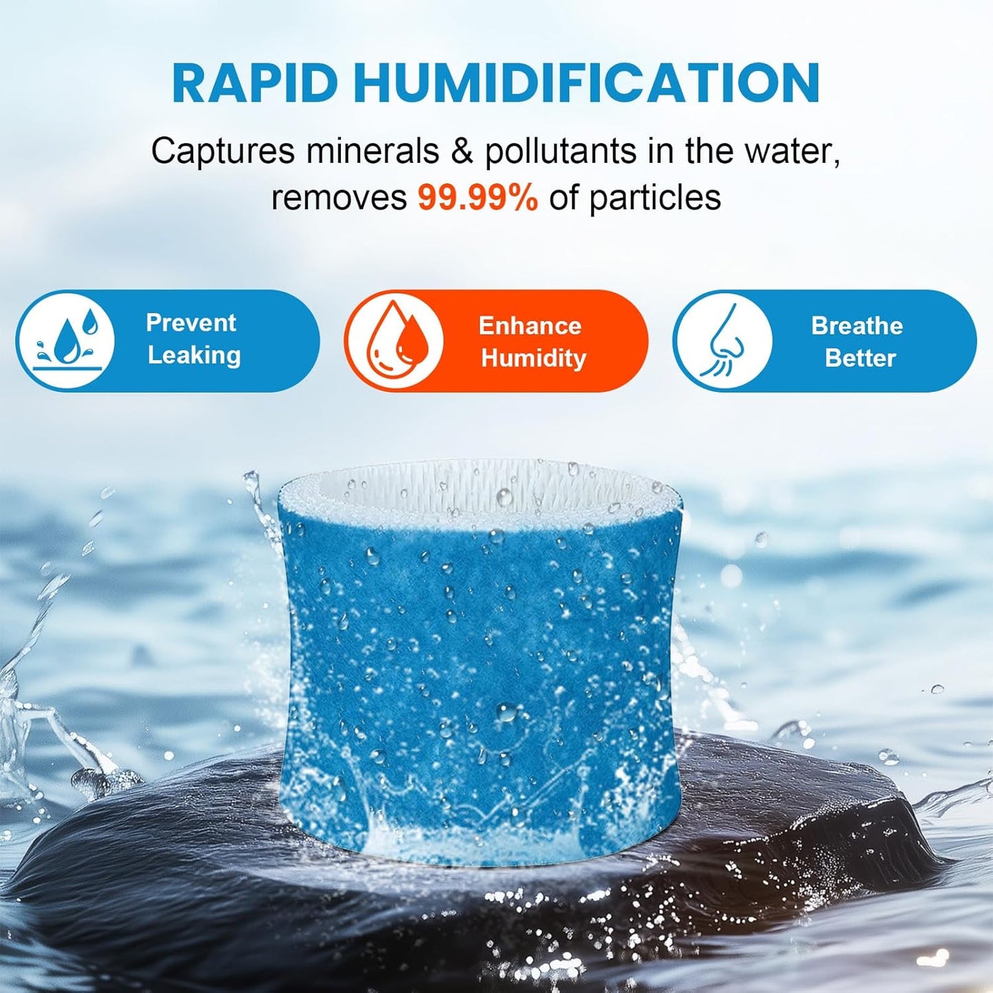For Canopy Humidifier Wicking Filter Replacement 2.0, Compatible with Canopy Bedside and Nursery Humidifier 2.0,Wood Pulp & Paper Filter,4 Pack (Blue)