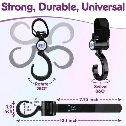 PBnJ baby Stroller Hooks 2 Pack Organizer Clip Travel Purse Shopping Diaper Bags