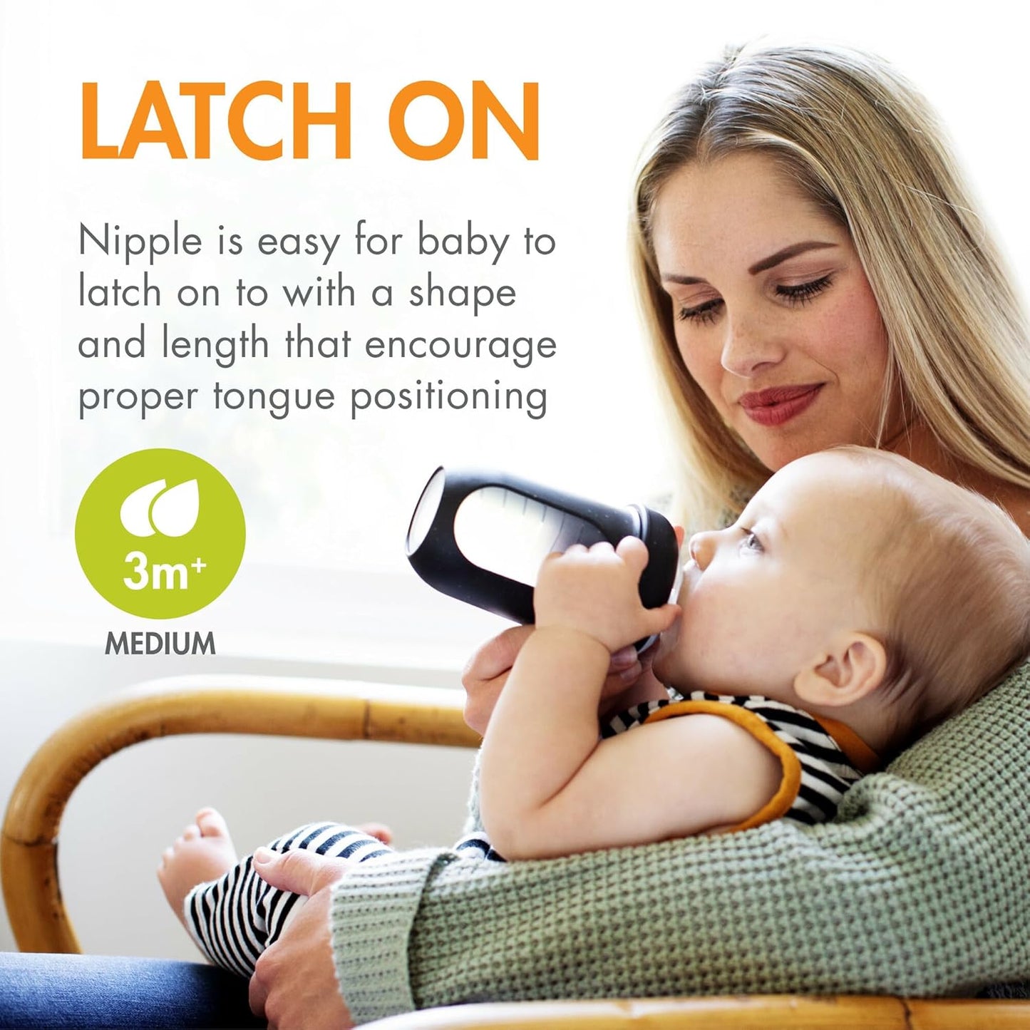 Boon Nursh Reusable Silicone Pouch Baby Bottles - Medium Flow Nipple - Silicone Baby Bottle Pouch and Nipple - Baby Feeding Essentials - Speckle - 3-6 Months - 4 Count - 8 Ounce