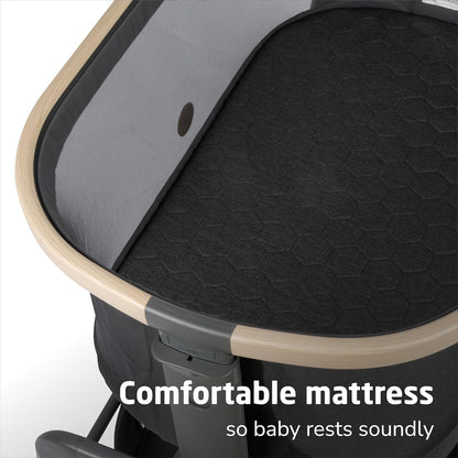 Maxi-Cosi Iora Baby Bassinets Bedside Sleeper, Portable Bassinet, Infant Bedside Sleeper Crib, Height Adjustable, Breathable Mesh, Large Storage Basket, Truffle