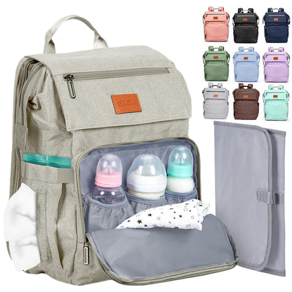 PILLANI Baby Diaper Bag Backpack - Large Waterproof Travel Diaper Bag for Boys & Girls, 16 Organizer Pockets with Changing Pad, Insulated Bottle Pockets & Stroller Straps, Baby Shower Gifts, Dinosaur