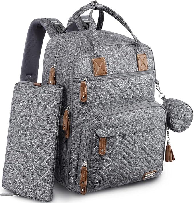 iniuniu Diaper Bag Backpack, 4 in 1 kit Large Unisex Baby Bags for Boys Girls, Waterproof Travel Back Pack with Pouch