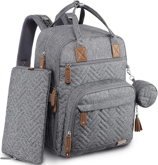 iniuniu Diaper Bag Backpack, 4 in 1 kit Large Unisex Baby Bags for Boys Girls, Waterproof Travel Back Pack with Pouch