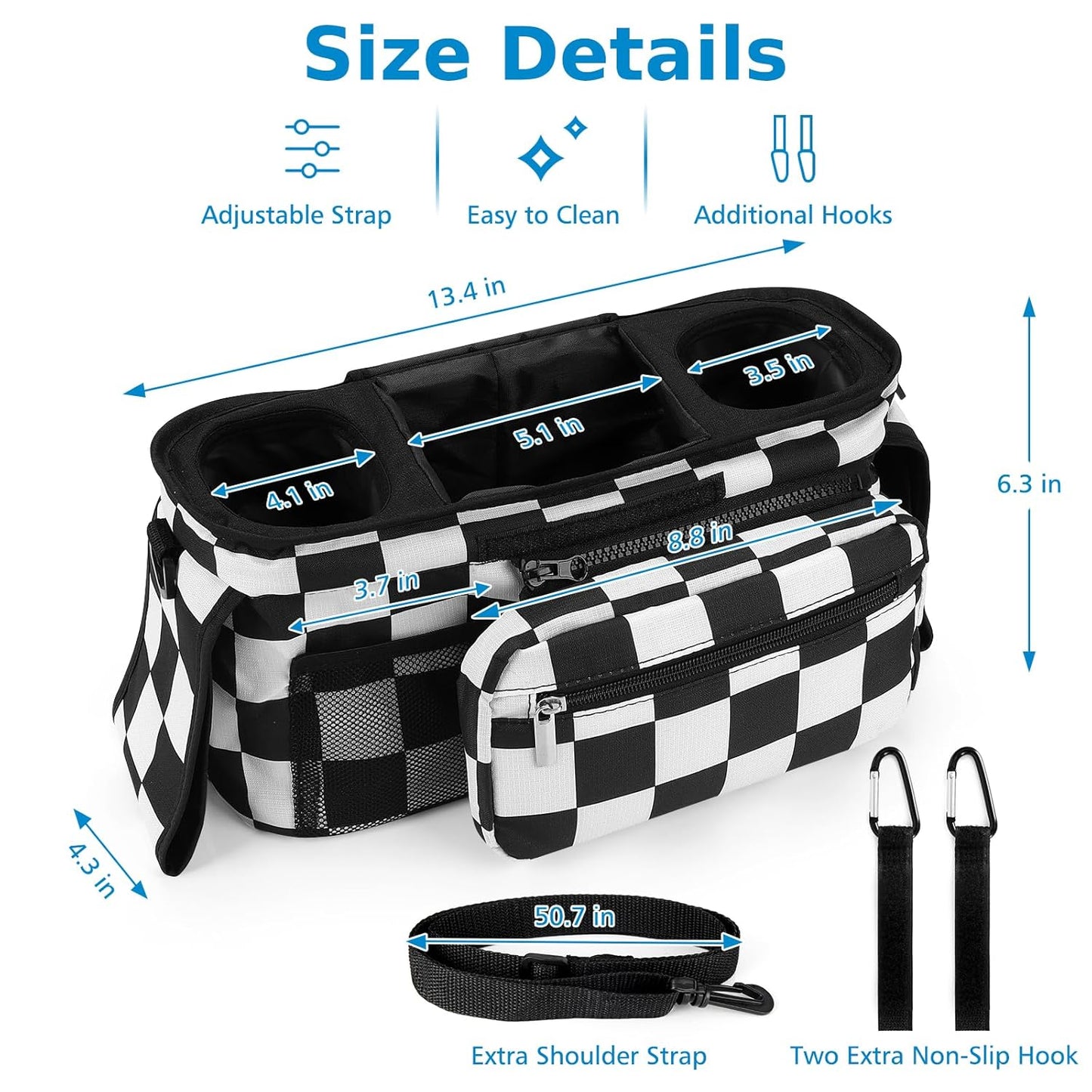 Accmor Universal Stroller Organizer with Insulated Cup Holder Detachable Phone Bag and Shoulder Strap,Stroller Bag Caddy Organizer Fits for Uppababy, Baby Jogger, Britax Strollers