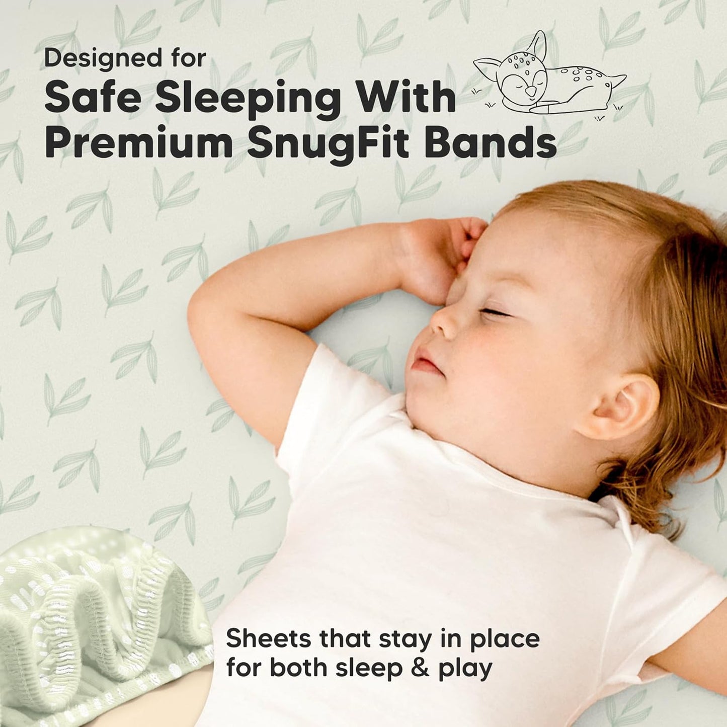 2-Pack Waterproof Pack and Play Sheets, Mini Crib Sheets Fitted for Boy, Girl - 38 x 26 Viscose from Bamboo Pack N Play Mattress Sheets for Graco, Toddler Playard Baby Crib Sheets Neutral (Blue Flax) - Colors B