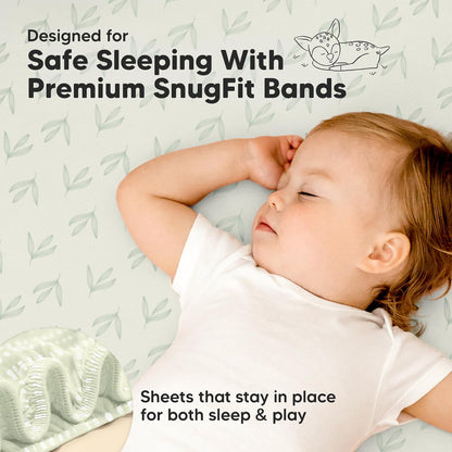 2-Pack Waterproof Pack and Play Sheets, Mini Crib Sheets Fitted for Boy, Girl - 38 x 26 Viscose from Bamboo Pack N Play Mattress Sheets for Graco, Toddler Playard Baby Crib Sheets Neutral (Blue Flax) - Colors B