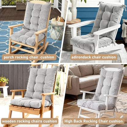Rocking Chair Cushion with Ties Non-Slip Outdoor Rocking Chair Cushion Set Waterproof Fade-Resistant Porch Garden Patio Glider Rocker Cushions