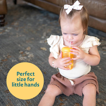 The First Years Squeeze & Sip Toddler Straw Cups - Squeezable Transition Sippy Cup with Silicone Straw - Toddler Feeding Supplies - 7 Oz - 3 Count - Ages 6 Months and Up