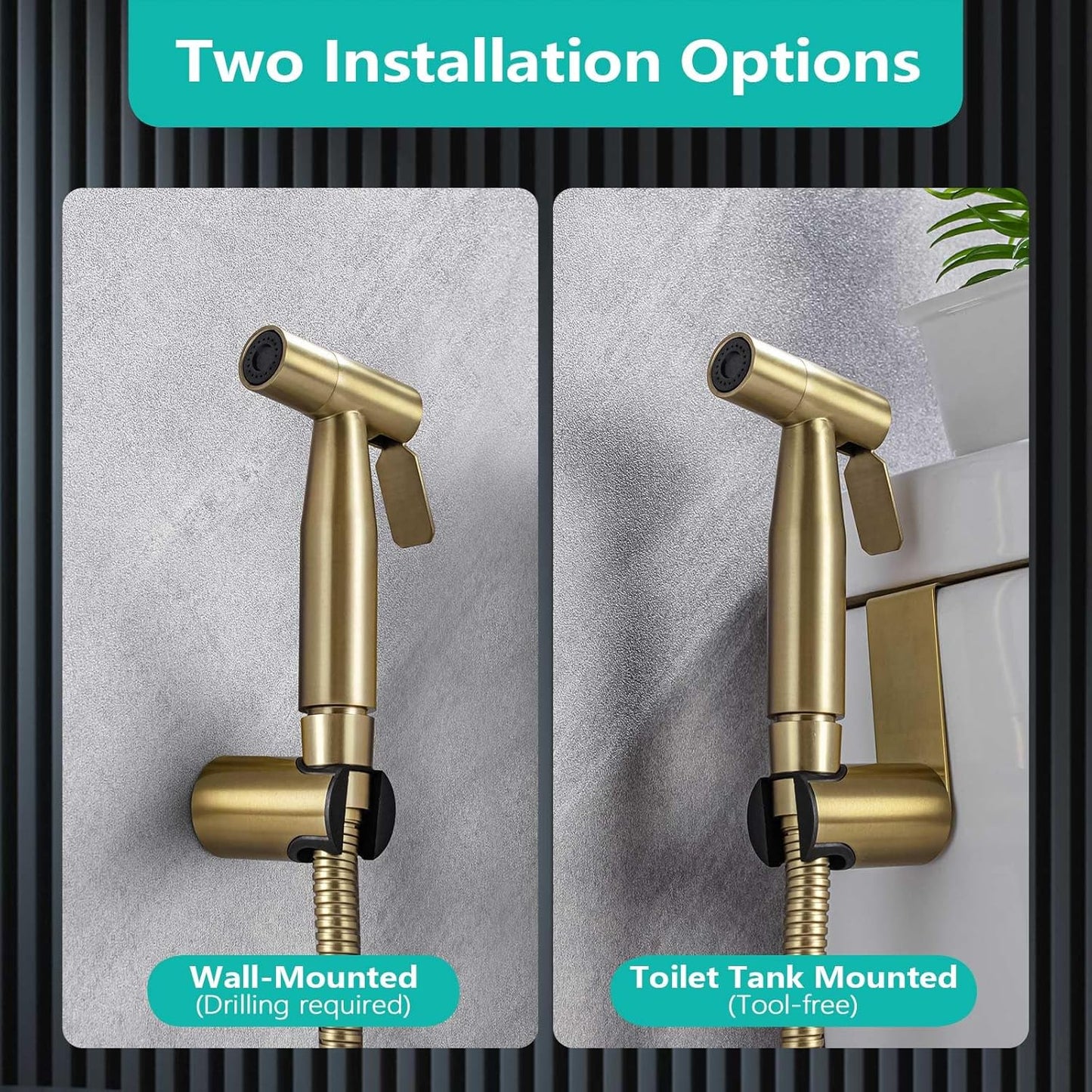 BARROCK Bidet Sprayer for Toilet, Handheld Jet Spray for Existing Toilets with Bidet Hose, Adjustable Water Pressure Muslim Shower, Stainless Steel Cloth Diaper/Feminine Wash Sprayer Brushed Nickel