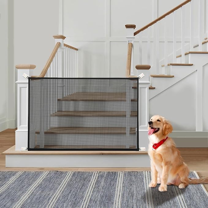 Cupount Mesh Baby & Dog Gate – 30" Tall, Fits Openings 32"–36" Wide – Indoor Mesh Pet Gate for Stairs, Doorways & Hallways (Black, 30" H x 38" W
