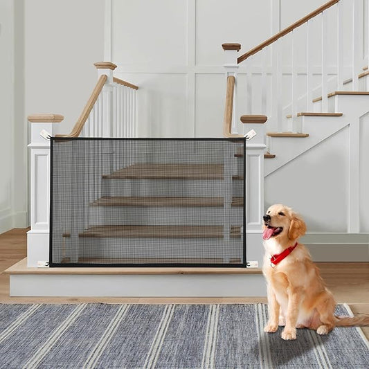 Cupount Mesh Baby & Dog Gate – 30" Tall, Fits Openings 32"–36" Wide – Indoor Mesh Pet Gate for Stairs, Doorways & Hallways (Black, 30" H x 38" W
