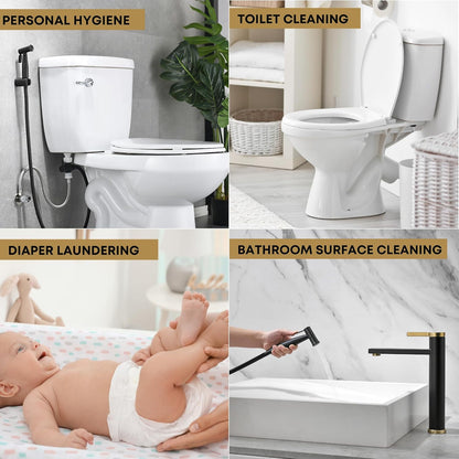 Purrfectzone Bidet Sprayer for Toilet, Handheld Sprayer Kit, Cloth Diaper Sprayer Set - Easy to Install - Stainless Steel