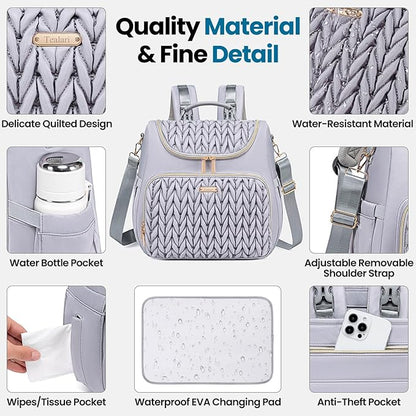 Tealari 4 in 1 Convertible Diaper Bag Backpack,Waterproof Baby Diaper Bag with Changing Pad,Converts into Baby Tote Bag,Diaper Backpack,Stroller Bag and Crossbody Diaper Bag