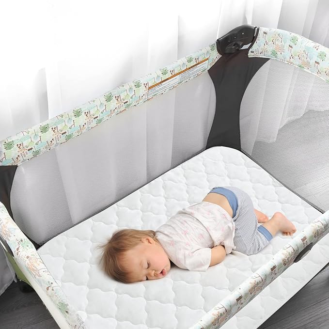 2 Pack Waterproof Pack and Play Mattress Pad Cover, Pack and Play Sheets Quilted- 39" x 27" Fitted for Graco Playard | Mini & Portable Mattresses -Washable Ultra Soft Padding